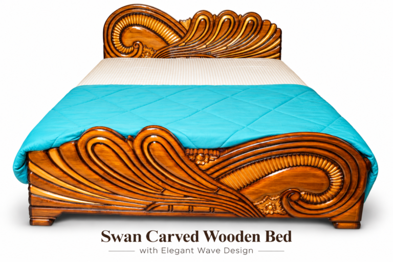 Swan Carved Wooden Bed