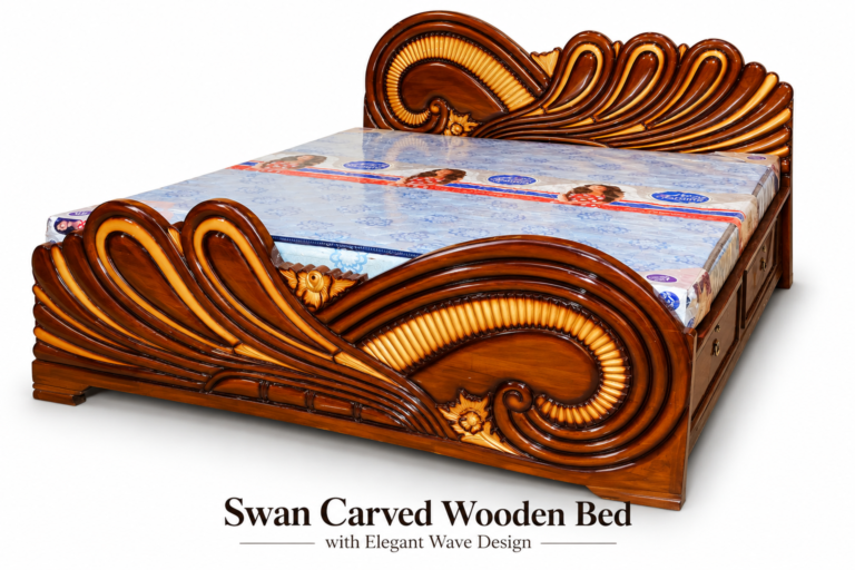 Swan Carved Wooden Bed
