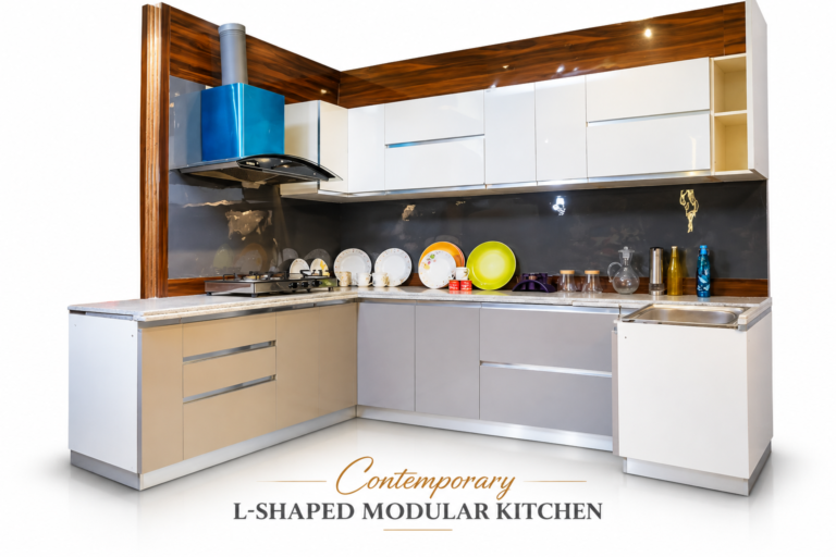 Contemporary L-Shaped Modular Kitchen