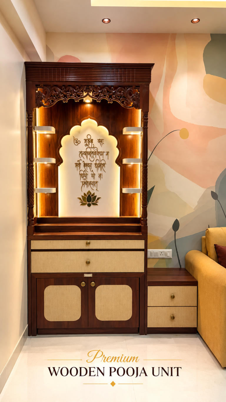 Premium Wooden Pooja Unit
