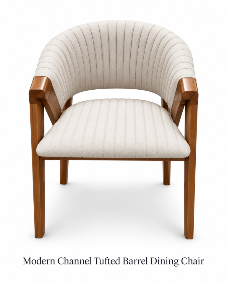 Modern Channel Tufted Barrel Dining Chair