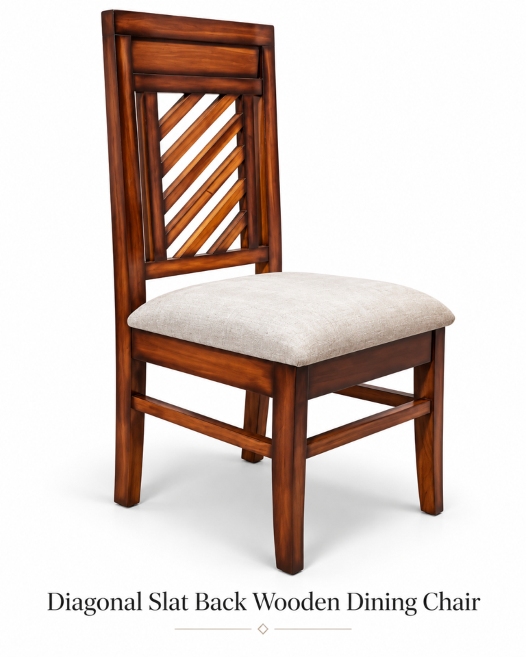 Diagonal Slat Back Wooden Dining Chair