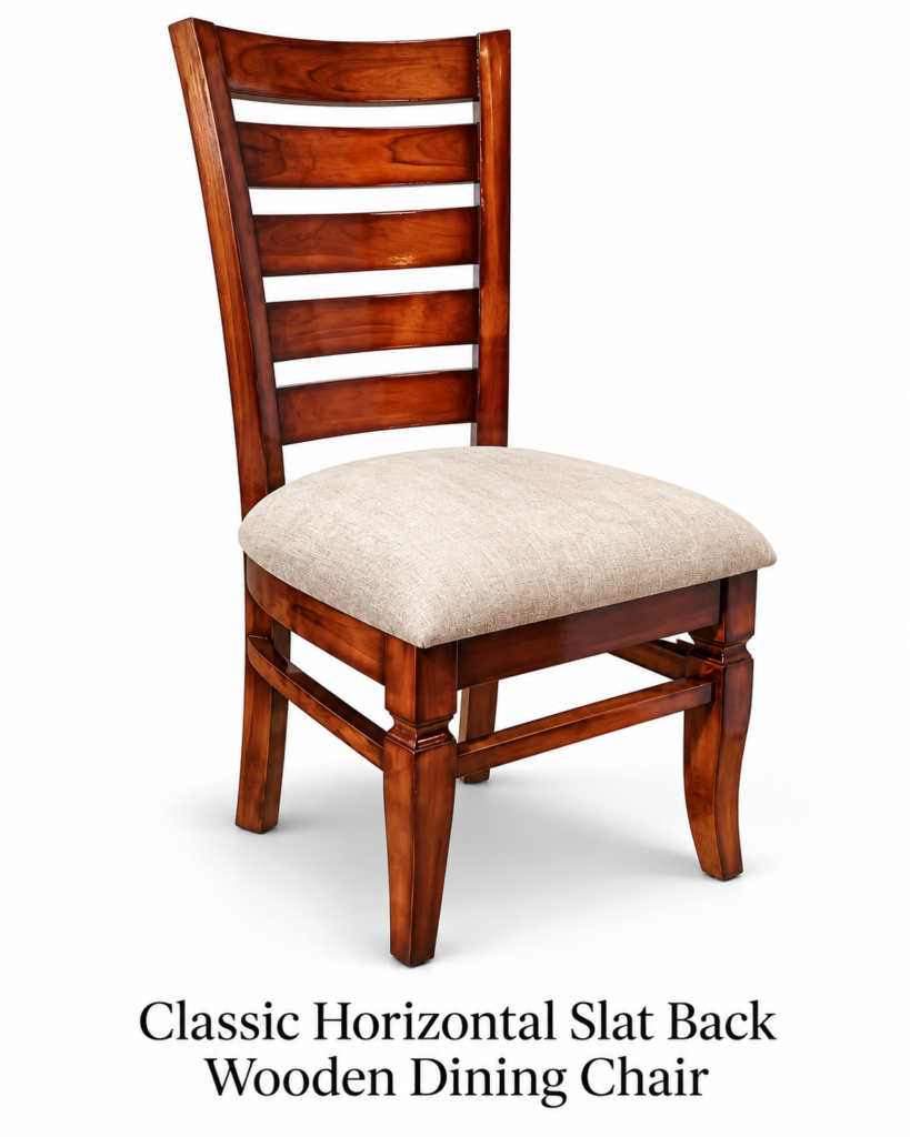 Classic Horizontal Slat Back Wooden Dining Chair