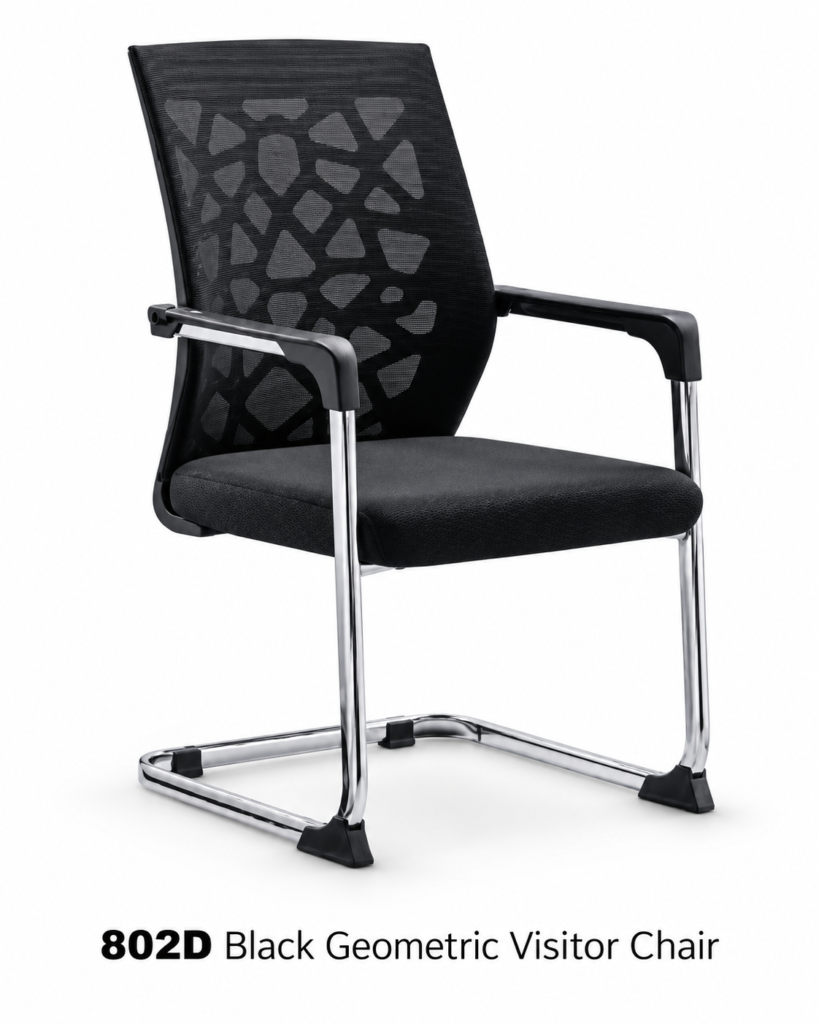 802D Black Geometric Visitor Chair
