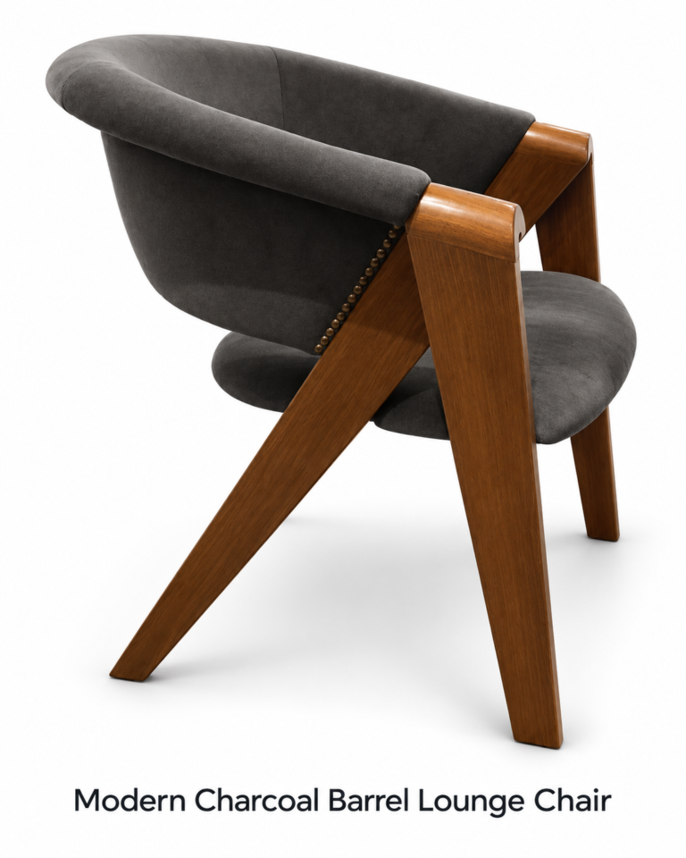 Modern Charcoal Barrel Lounge Chair
