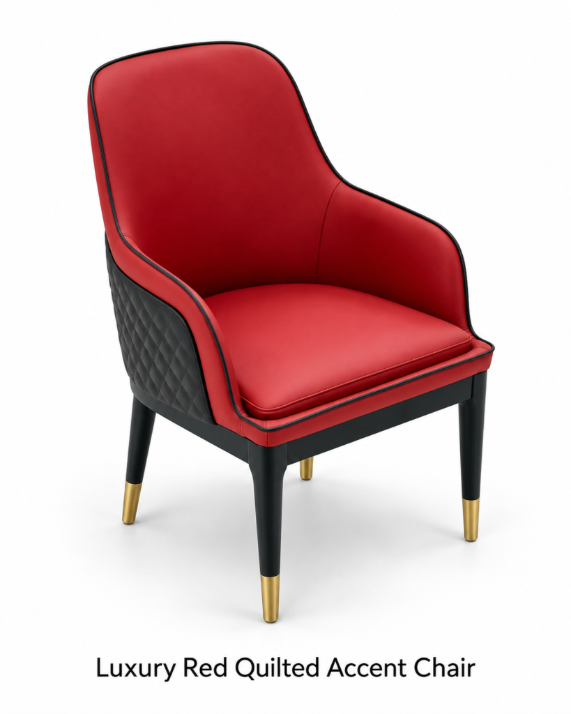 Luxury Red Quilted Accent Chair