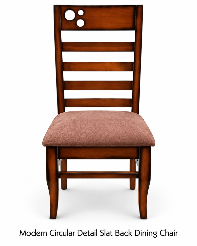 Modern Circular Detail Slat Back Dining Chair