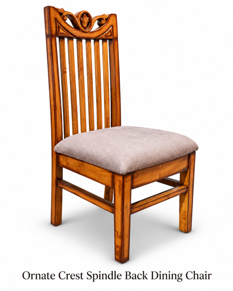 Ornate Crest Spindle Back Dining Chair