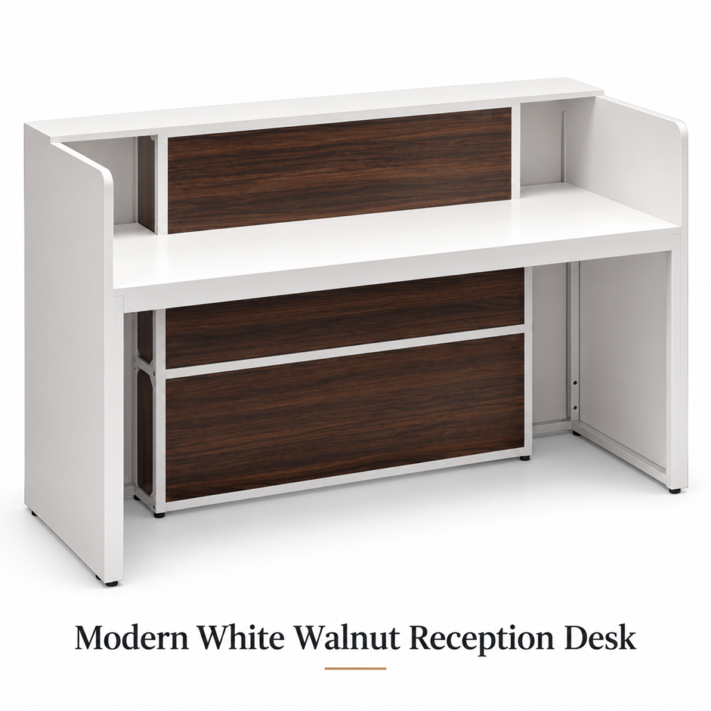 Modern White Walnut Reception Desk