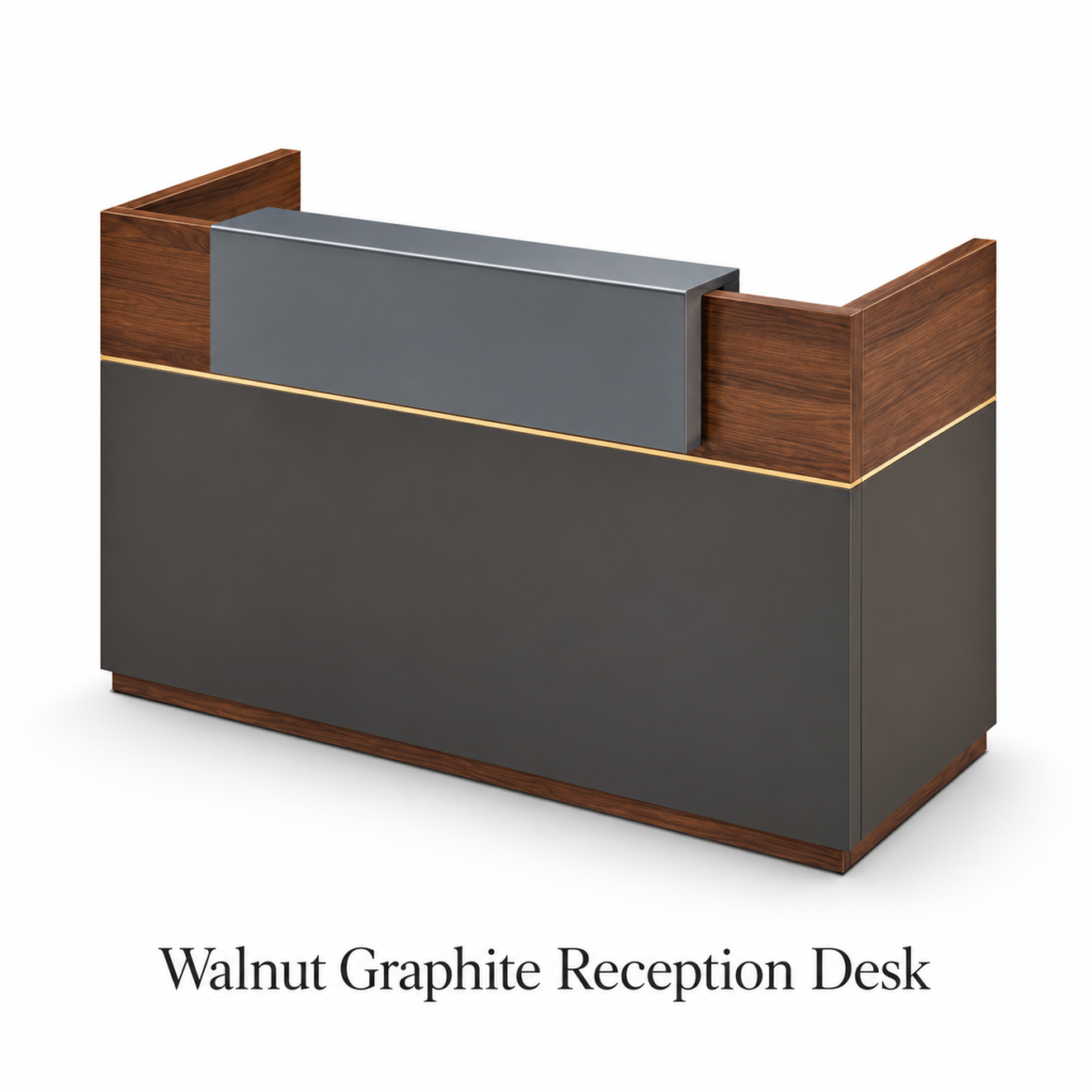 Walnut Graphite Reception Desk