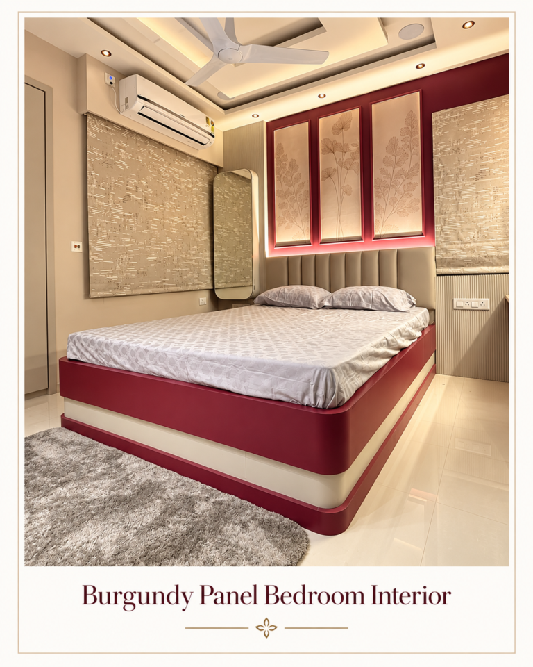 Burgundy Panel Bedroom Interior