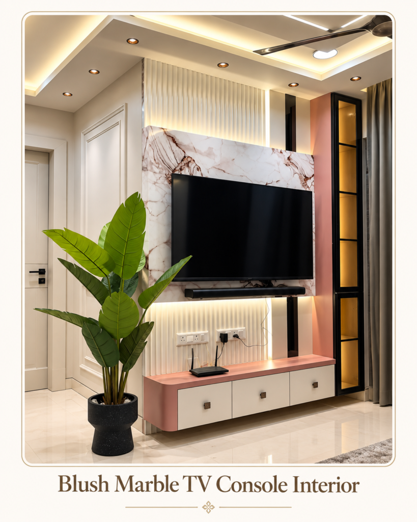 Blush Marble TV Console Interior