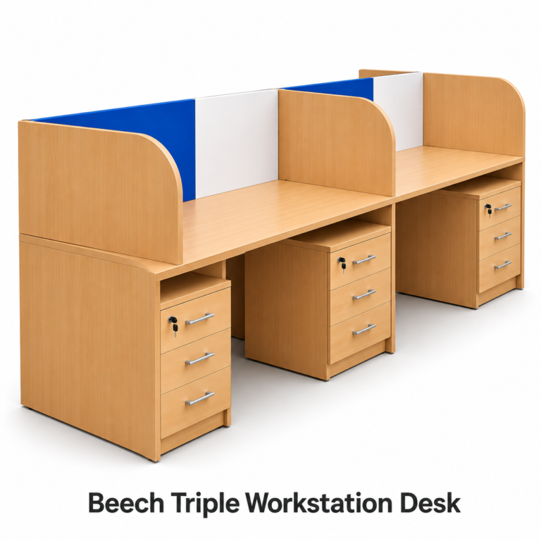Beech Triple Workstation Desk