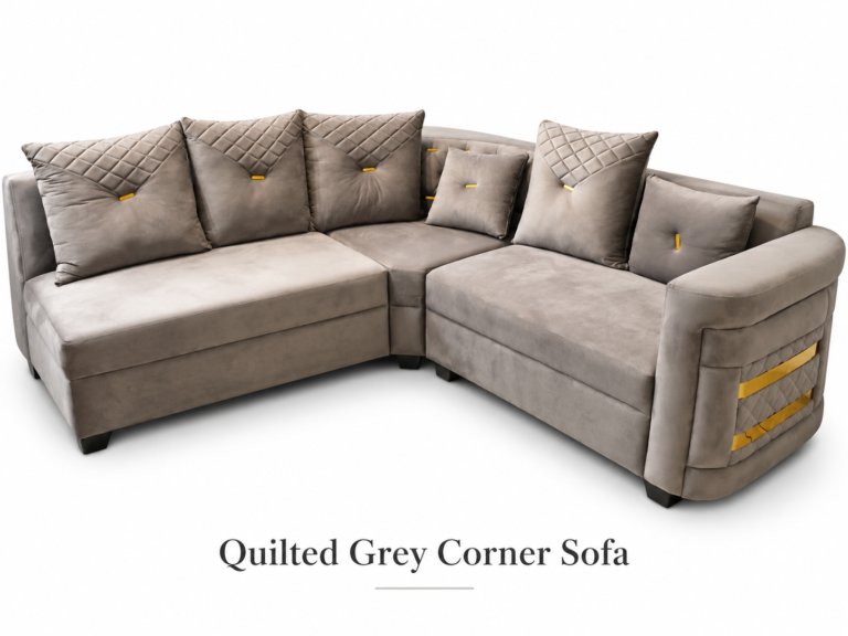 Quilted Grey Corner Sofa