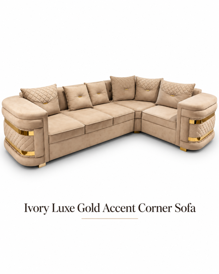Ivory Luxe Gold Accent Corner Sofa