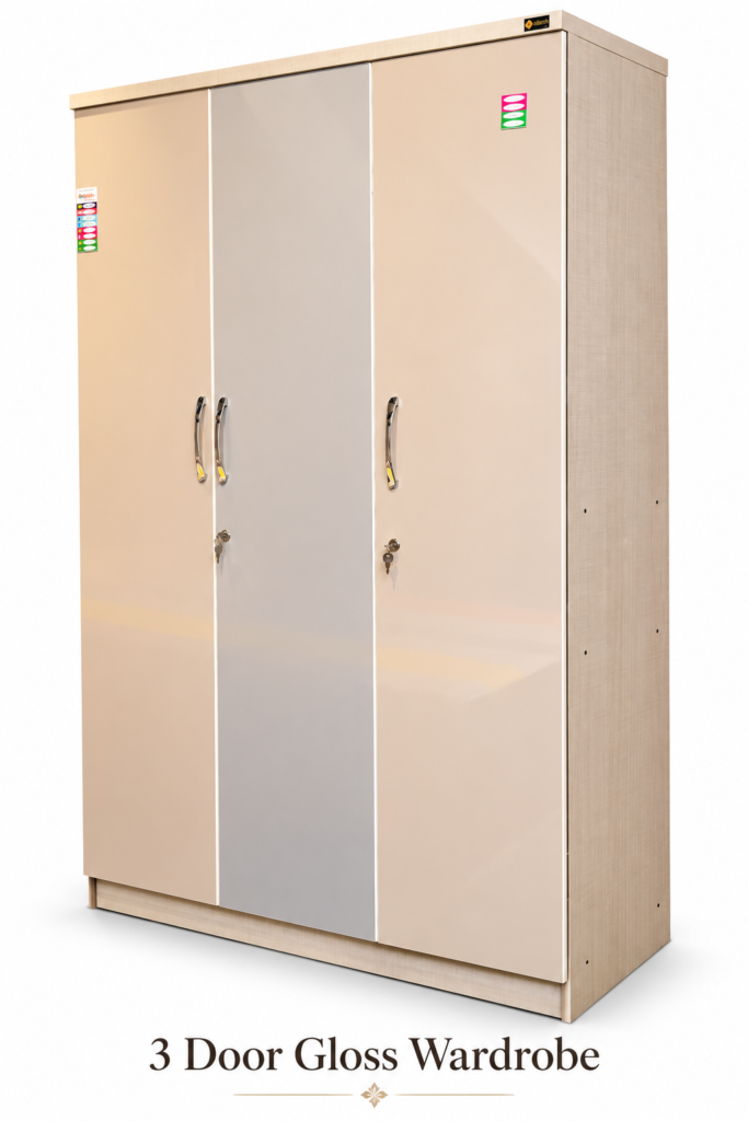 3 Door Gloss Wardrobe