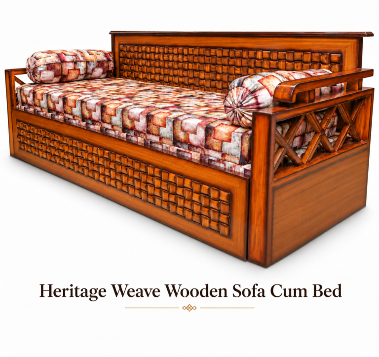 Heritage Weave Wooden Sofa Cum Bed