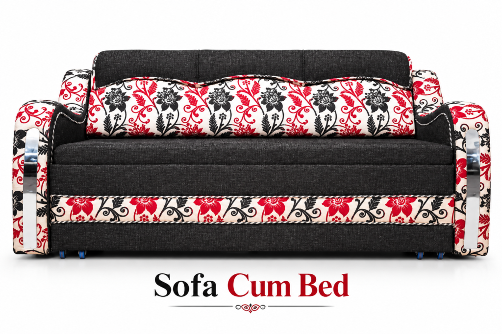 Floral Contrast Fabric Sofa Cum Bed