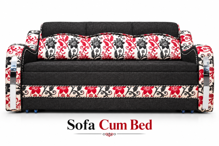 Floral Contrast Fabric Sofa Cum Bed