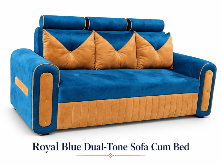 Royal Blue Dual-Tone Sofa Cum Bed