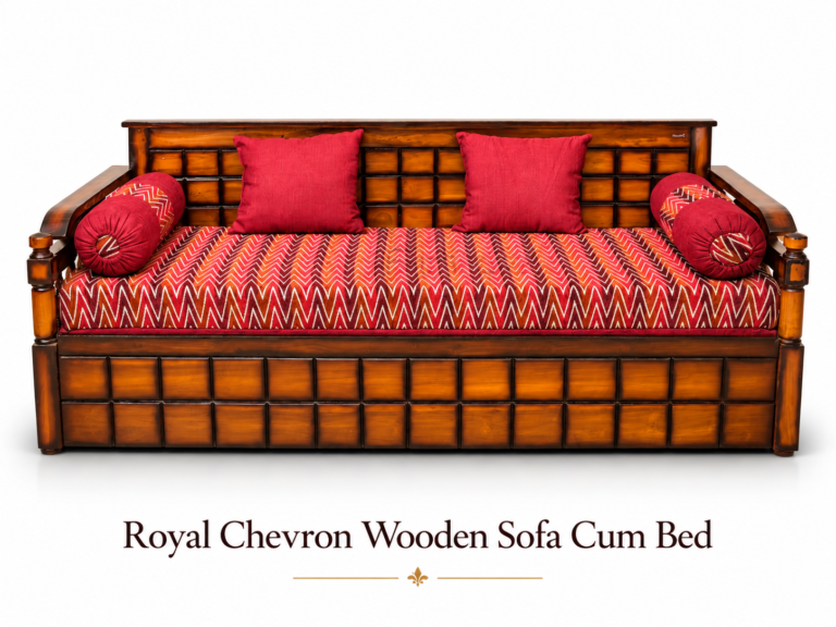 Royal Chevron Wooden Sofa Cum Bed