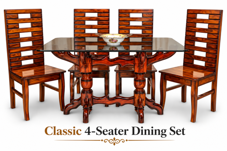 Classic Glass Top 4-Seater Dining Set