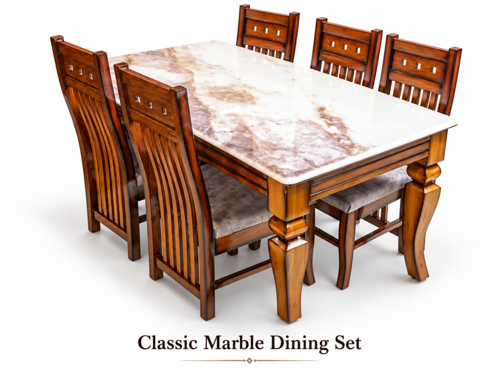 Classic Marble 6-Seater Dining Set