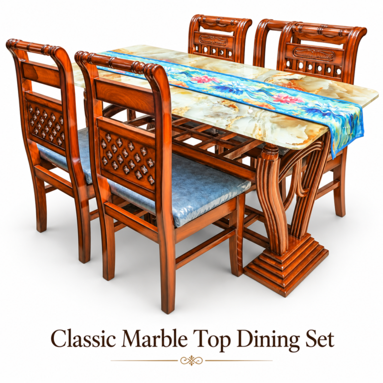 Classic Marble Top 6-Seater Dining Set