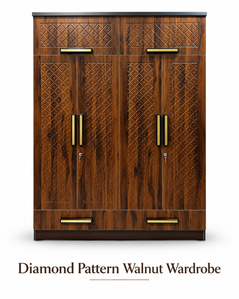 Diamond Pattern Walnut Wardrobe
