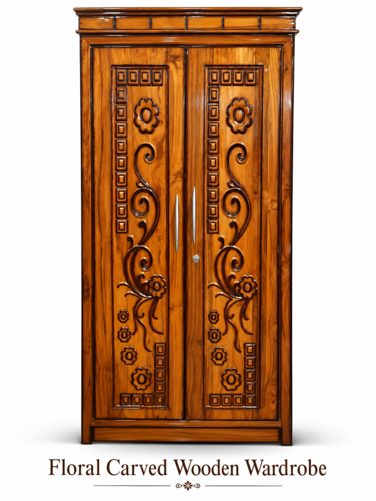 Floral Carved Wooden Wardrobe