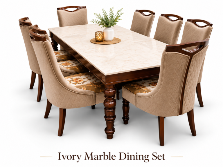 Ivory Marble 8-Seater Dining Set