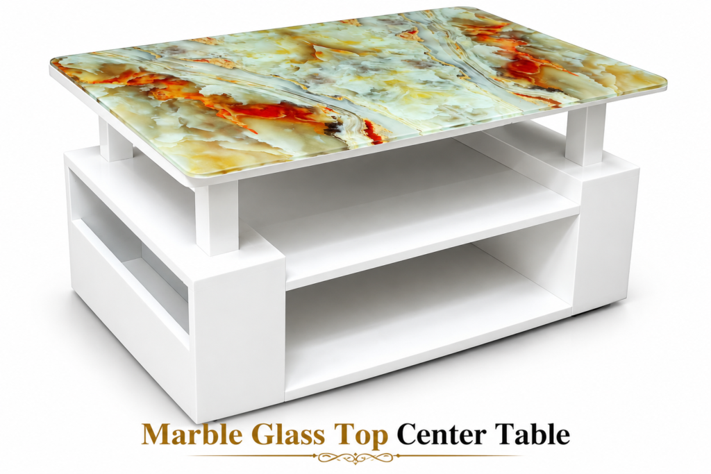 Marble Glass Top Center Table