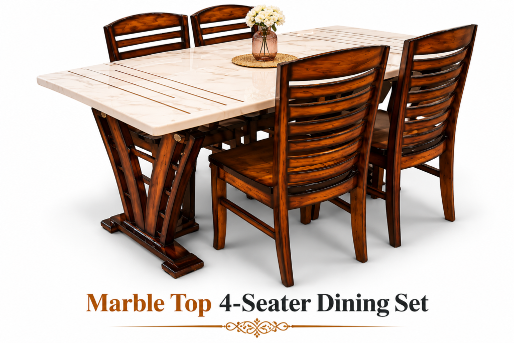 Marble Top 4-Seater Dining Set