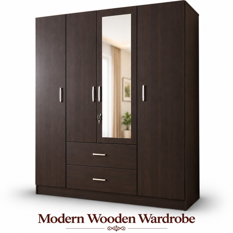 Modern Wooden Wardrobe with Mirror