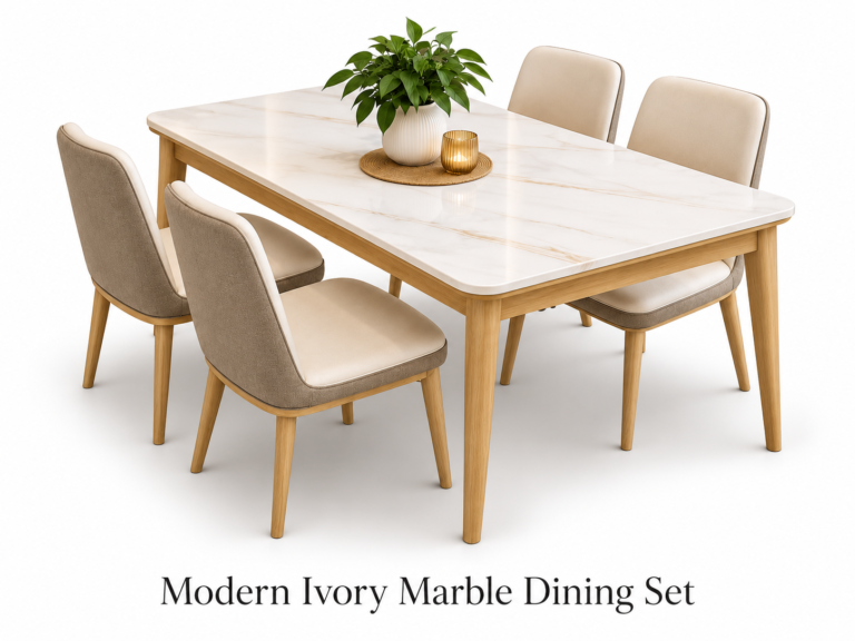 Modern Ivory Marble Dining Set