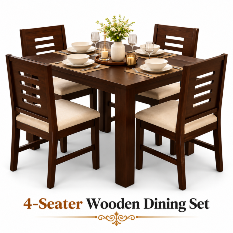Premium Dark Walnut 4-Seater Dining Set