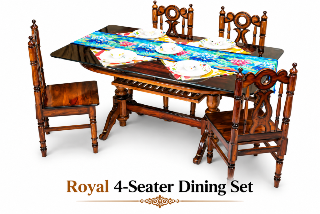 Royal Glass Top 4-Seater Dining Set