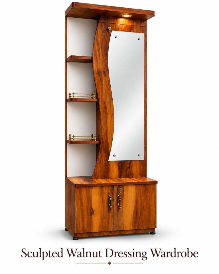 Sculpted Walnut Dressing Wardrobe