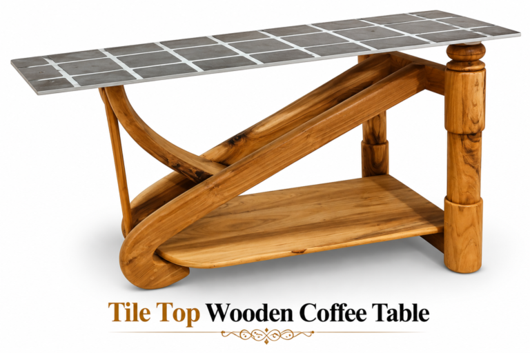 Sculpted Tile Top Wooden Coffee Table