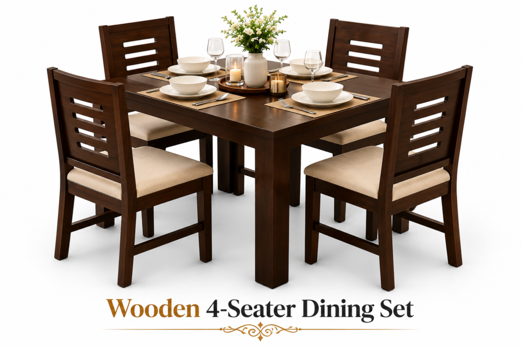 Wooden 4-Seater Dining Set